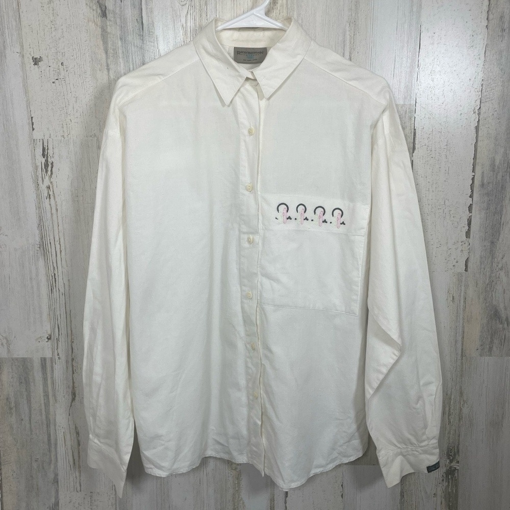 Rocky Mountain Clothing Vintage Cactus Embroidered Button Up Shirt siz L Western